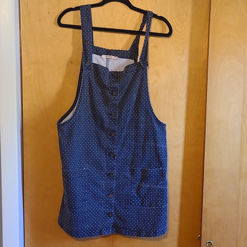Navy Poka Dot Dress/Romper